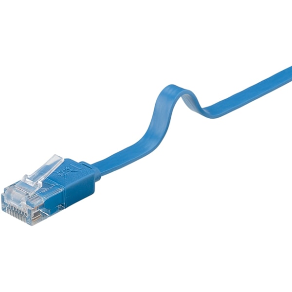 Goobay CAT 6 platt patchkabel, U/UTP, blå kopparledare (CU), 1 m