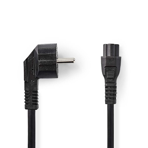 Nedis Strömkabel | Strömkontakt Hane | IEC-320-C5 | Vinklat | Rak | Nickelplaterad | 2.00 m | Rund | PVC | Svart | Låda
