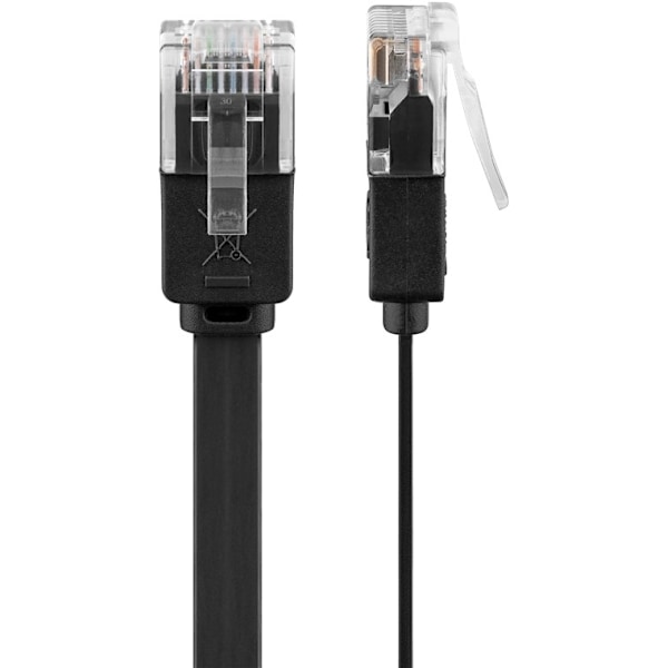 Goobay CAT 6 platt patchkabel, U/UTP, svart kopparledare (CU)