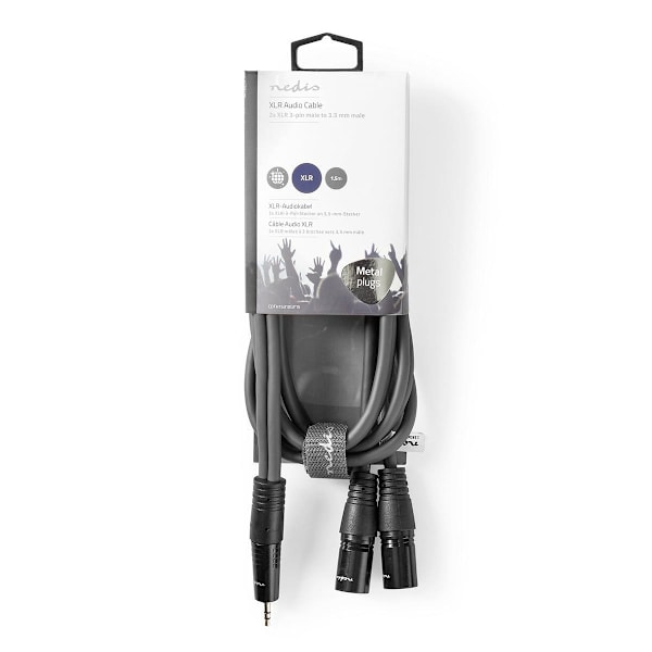 Nedis Balansoitu Audiojohto | 2x XLR 3-Pin uros | 3.5 mm uros | Niklattu | 1.50 m | Pyöreä | PVC | Tummanharmaa | Pahvikotelo