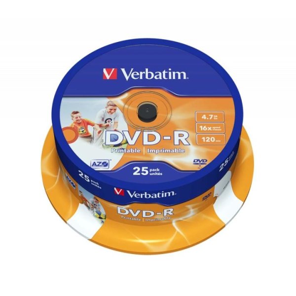 DVD-R 16x 4.7GB Wide Inkjet Printable ID Branded 25 Packa Axel