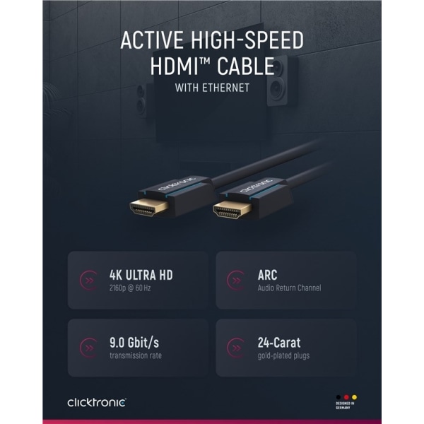 ClickTronic Active High Speed ​​​​HDMI™-kabel med Ethernet Premium
