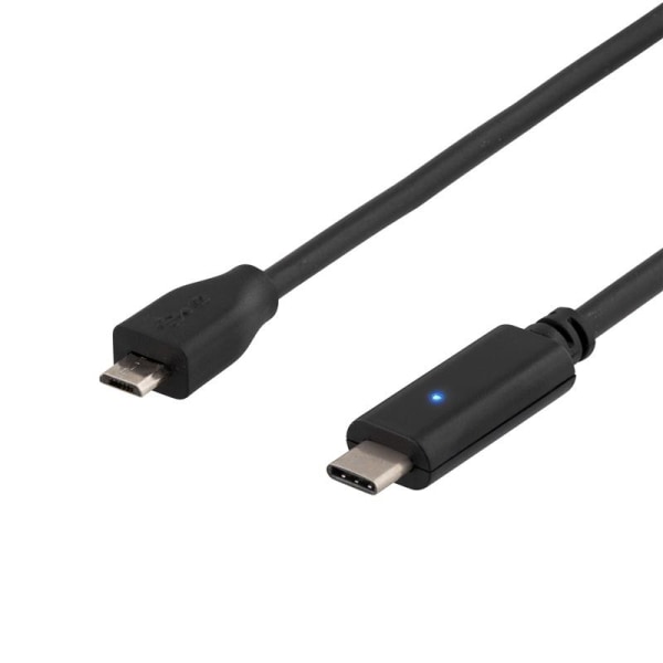 DELTACO USB 2.0 kabel, Typ C - Typ Micro B ha, 1m, svart