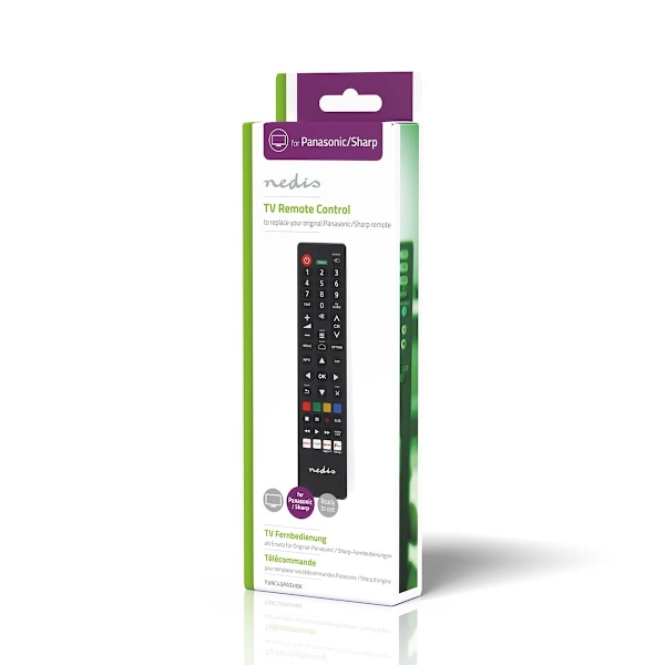 Nedis Erstatnings Fjernbetjening | Egnet til: Panasonic / Sharp | Forprogrammeret | 1 Enhed | Amazon Prime / Disney + Button / Netflix-knap / Rakuten