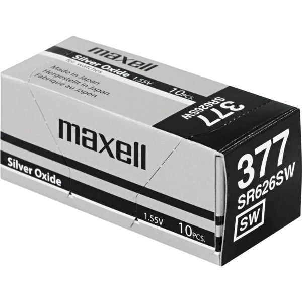 Maxell nappiparisto, hopeaoksidi, SR626SW(377), 1,55V, 10-pakkau
