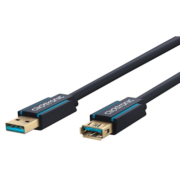 ClickTronic Förlängningskabel USB-A Premiumkabel | USB A hane  USB A hona | 1,8 m | 5 Gbit/s