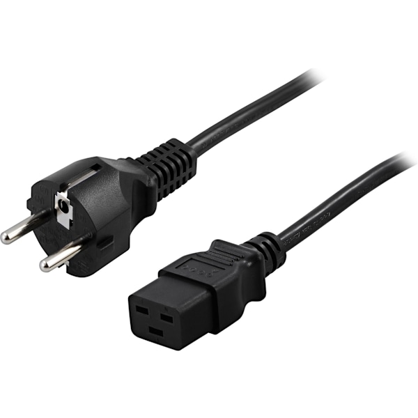 DELTACO apparatkabel, 16A, rak CEE 7/7 - rak IEC C19, 2m (DEL-109T)