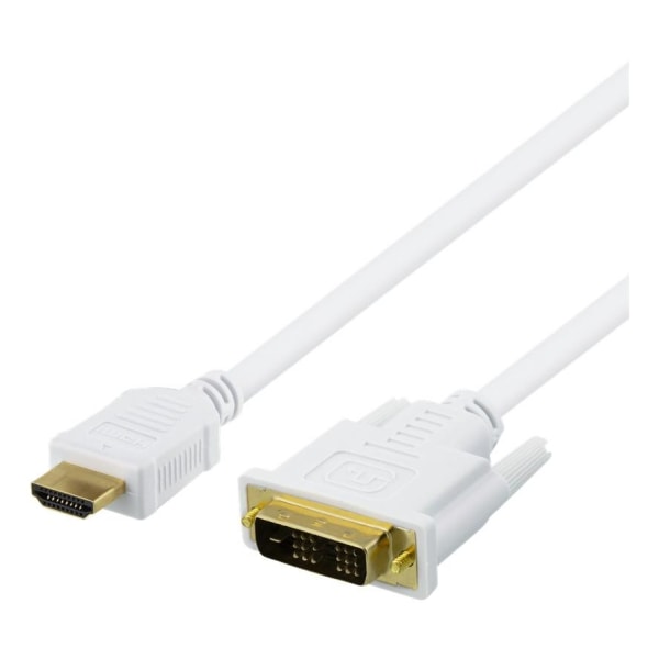 DELTACO HDMI till DVI-kabel, 7m, Full HD, vit