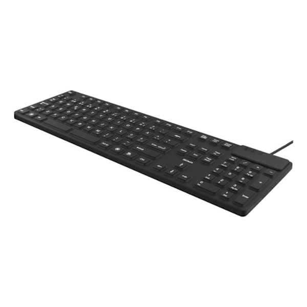 DELTACO rubberized keyboard, silicone, IP68, full size, 105 keys,black Sort