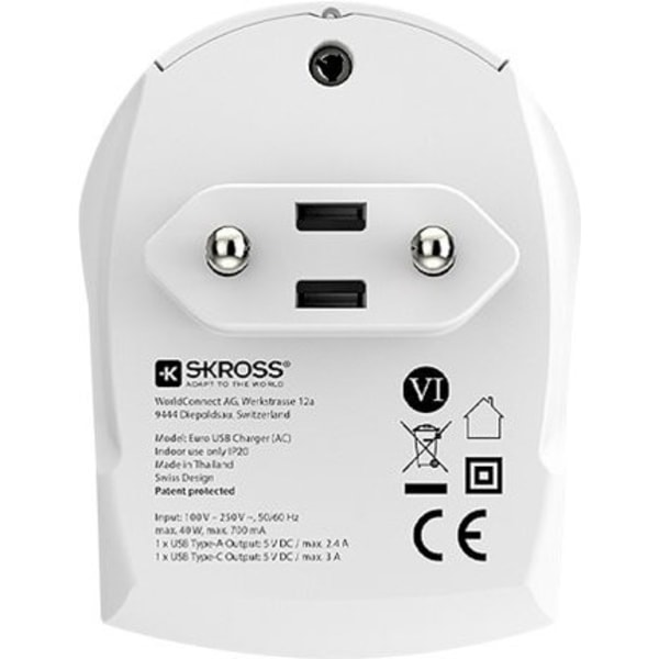 Skross Reseadapter Europa till USB-A & USB-C
