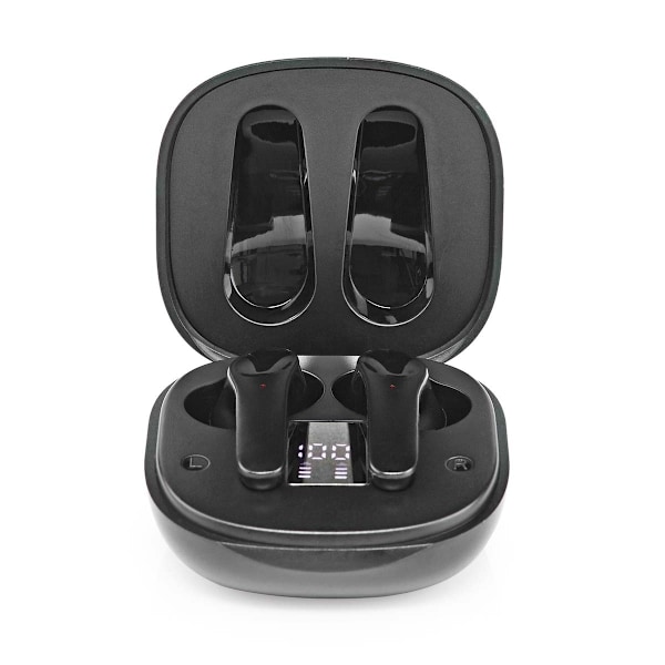 Nedis Fullt Trådlösa hörlurar | Bluetooth® | Maximal batteritid: 5 timmar | Tryck på Kontroll | Batteri hölje | Inbygd mikrofon | Stöd för röststyrnin Svart
