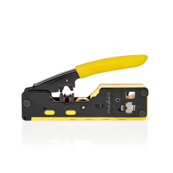 Nedis Crimp Tang | CAT5 / CAT5e / CAT6 / CAT6a / CAT7 / RJ12 / RJ45 | Klipper / Plier / Stripping | Gummi / Stål | Gul / Sort