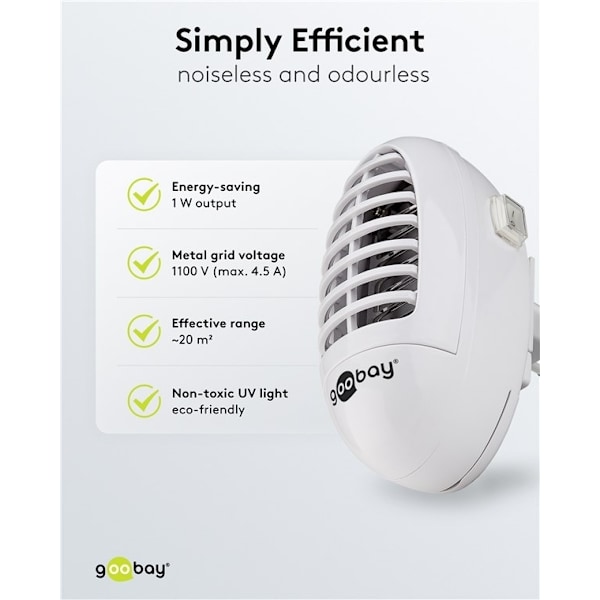 Goobay UV-LED-insektsdödare Elektrisk UV LED-insektsfälla för inomhusbruk