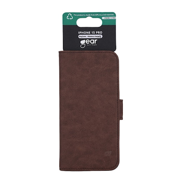 GEAR Classic 3 card Recycled MagSerie iPhone 15 Pro Brown Brun