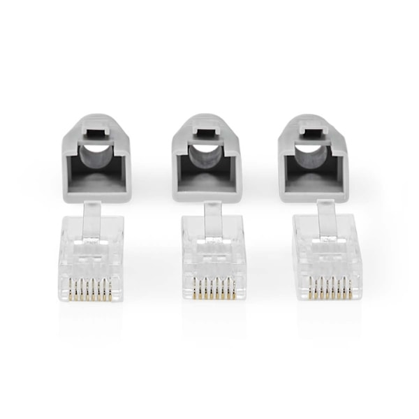 Nedis RJ45-stik | RJ45 Pass Through | Fast/strenget UTP CAT6 | Lige | Guldplateret | 10 stk. | PVC | Grå / Hvid / Sort | Box