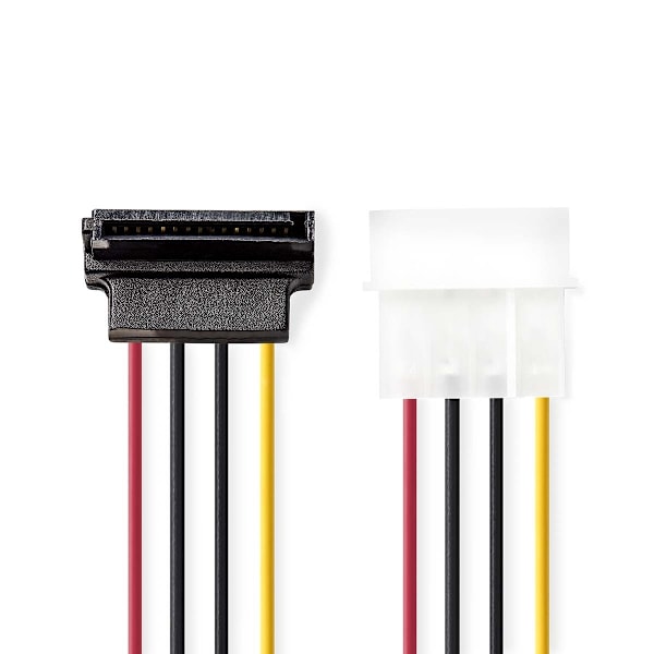 Nedis Intern Strømkabel | Molex Han | SATA 15-Pin Hun | Guldplateret | 0.15 m | Runde | PVC | Flerfarvet | Konvolut