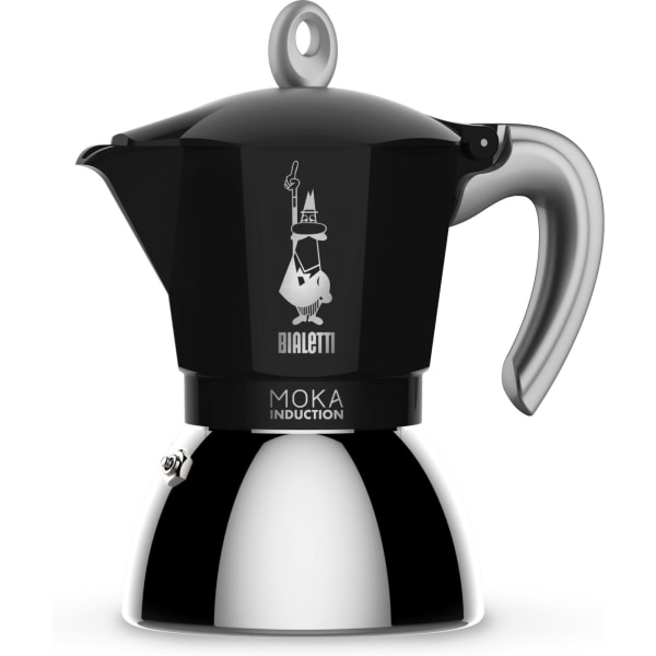 Bialetti Moka Induction Black 6 -mutteripannu, 6 kuppia