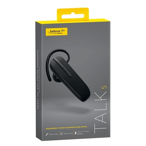 Jabra Talk 5 Bluetooth handsfree, multipoint, 11 timmar, öronkrok Svart