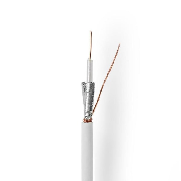 Nedis Coax Kabel På Rulle | RG59U | 75 Ohm | Dobbelt afskærmet | ECA | 100.0 m | Coax | PVC | Hvid | Rulle