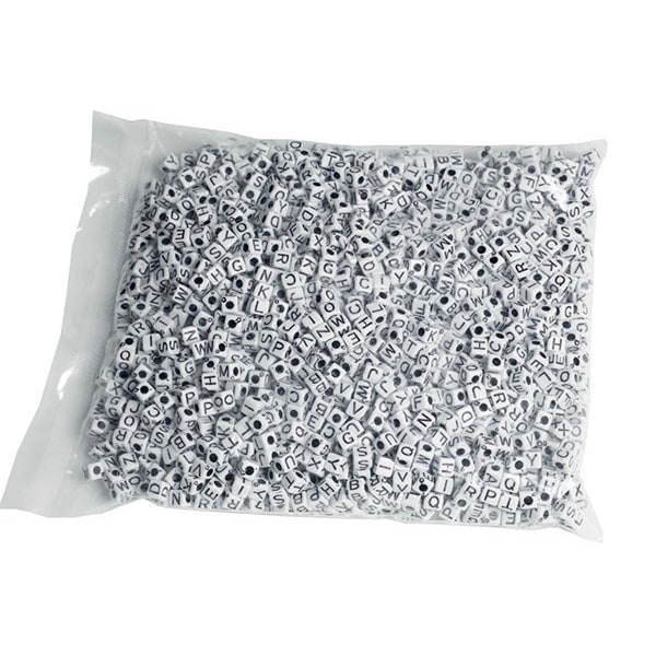 PEARLFUN Pearl`n fun bogstaver 7mm sort/hvid 500g pose