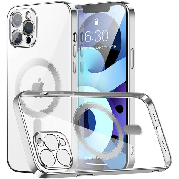 Transparent etui med magnetisk opladningsstøtte, iPhone 13 Mini Transparent