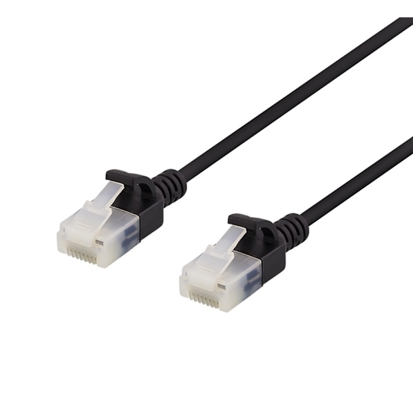 DELTACO U/UTP Cat6a patchkabel, slim, 3,5mm i diameter, 0,5m, svart