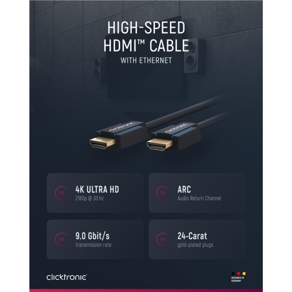 ClickTronic Höghastighets HDMI™-kabel Premiumkabel | 1x HDMI™-ko