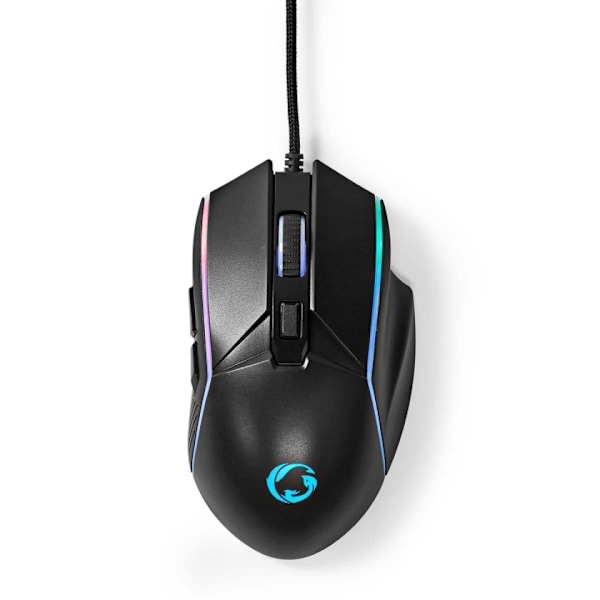 Nedis Gaming Mouse | Kabel | 800 / 1200 / 2400 / 3200 / 4800 / 7200 dpi | Justerbar DPI | Antal knapper: 6 | Højrehåndet | 1.50 m | LED Sort