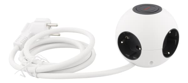 DELTACO Power globe with switch, 4xCEE 7/4, 1xCEE 7/7, 1.4m cable, whi