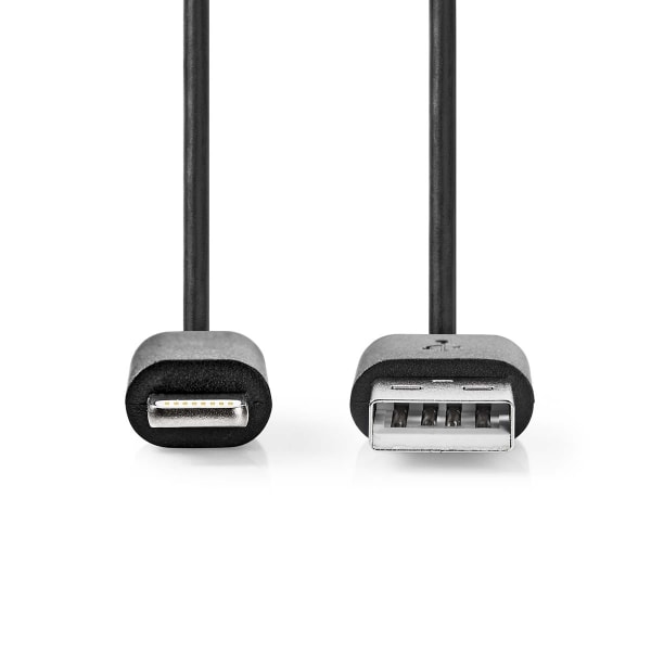 Nedis Lightning Kabel | USB 2.0 | Apple Lightning, 8-stifts | USB-A Hane | 480 Mbps | Nickelplaterad | 1.00 m | Rund | PVC | Svart | Låda