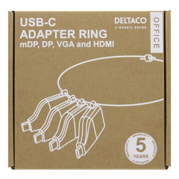 DELTACO Office, USB-C ADAPTER RING, mDP, DP, VGA, HDMI