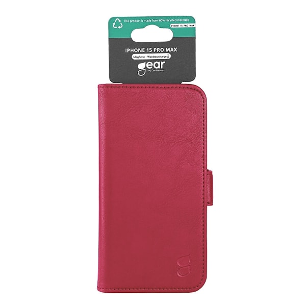 GEAR Classic 3 card Recycled MagSerie iPhone 15 Pro Max Deep Red Röd