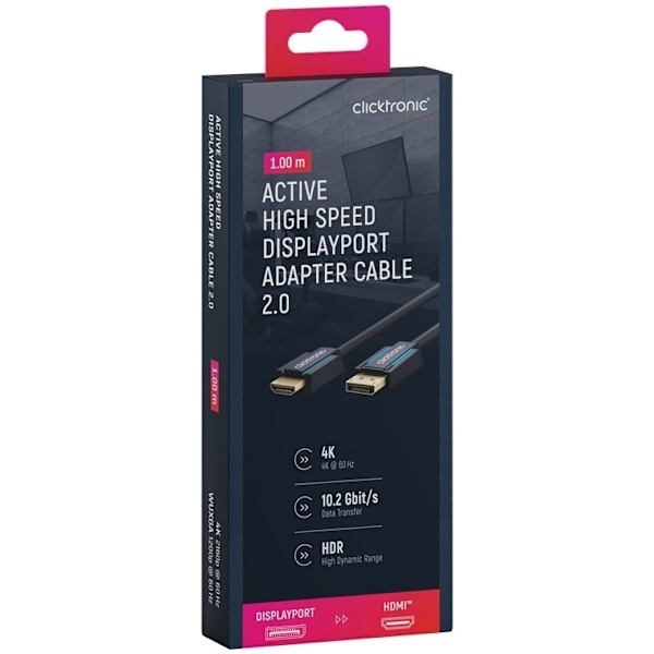 ClickTronic-sovitinkaapeli aktiiviselta DisplayPort™:lta HDMI™:lle (4K/6