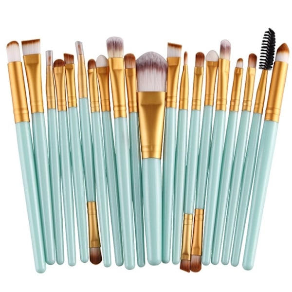 Professionelle blide make-up børster 20-Pack, turkis, guld