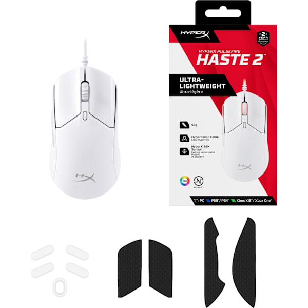 HyperX Pulsefire Haste 2 Gaming Mouse - gaming mouse, white
