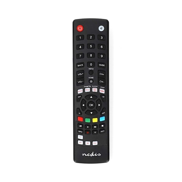 Nedis Universal fjernbetjening | Forprogrammeret | 1 Enhed | Amazon Prime / Disney + Button / Google Play-knap / Netflix-knap / Youtube-knap | Infrarø Sort