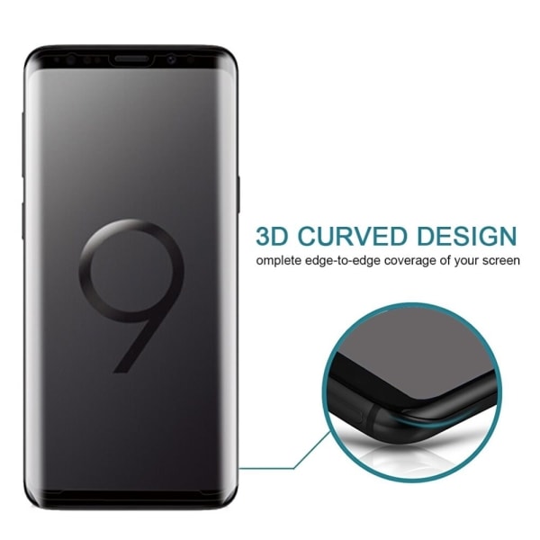 3D Hærdet glas skærmbeskytter til Samsung Galaxy S9 - Hvid Vit