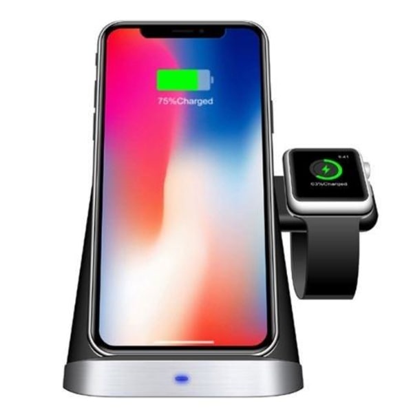 3-i-1 Qi-opladningsstander til Airpods, smartphone og smartwatch