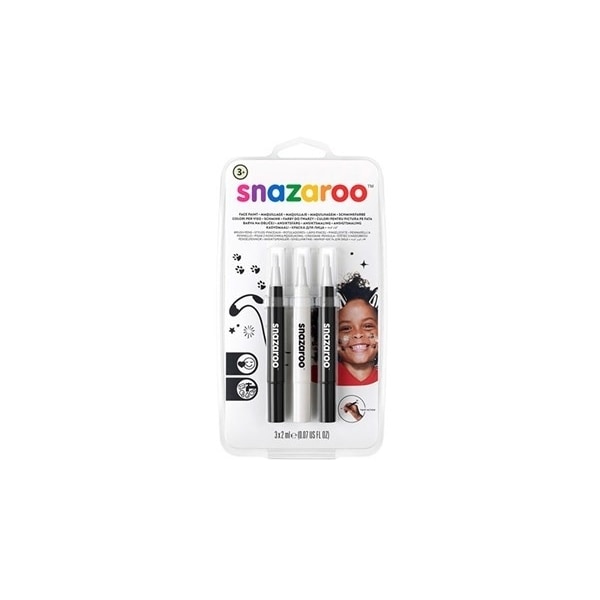 SNAZAROO Sminkefarve penselmaling 3stk. sort/hvid/sort