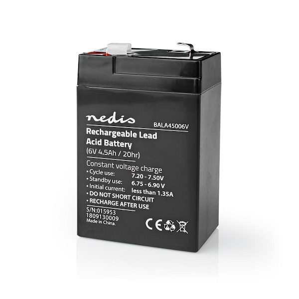 Nedis Uppladdningsbart blybatteri | Bly-syra | Uppladdningsbara | 6 V | 4500 mAh