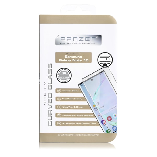 panzer Samsung Galaxy Note 10, Curved Glass, Black Transparent,Svart