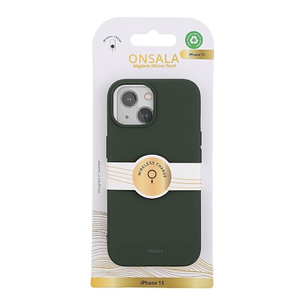 Onsala Mobilskal Silikon MagSeries Olive Green - iPhone 15 Grön