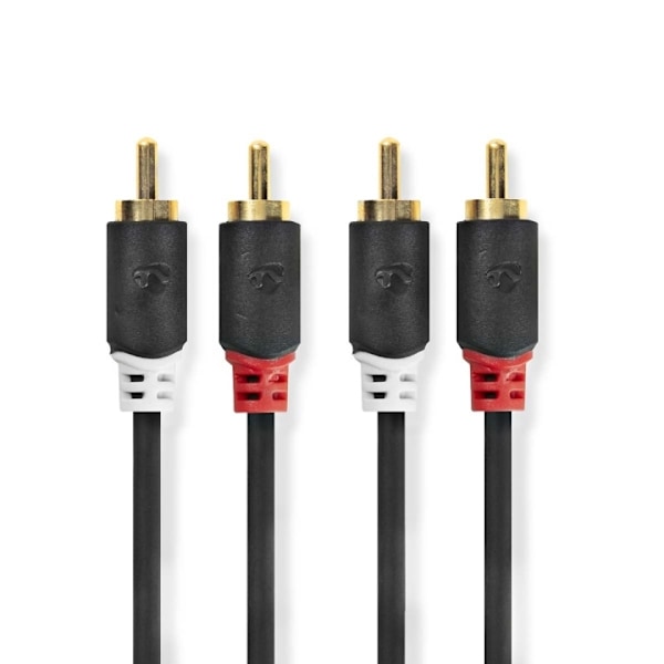 Nedis Stereoäänikaapeli | 2x RCA uros | 2x RCA uros | Kullattu | 3.00 m | Pyöreä | Antrasiitti | Laatikko