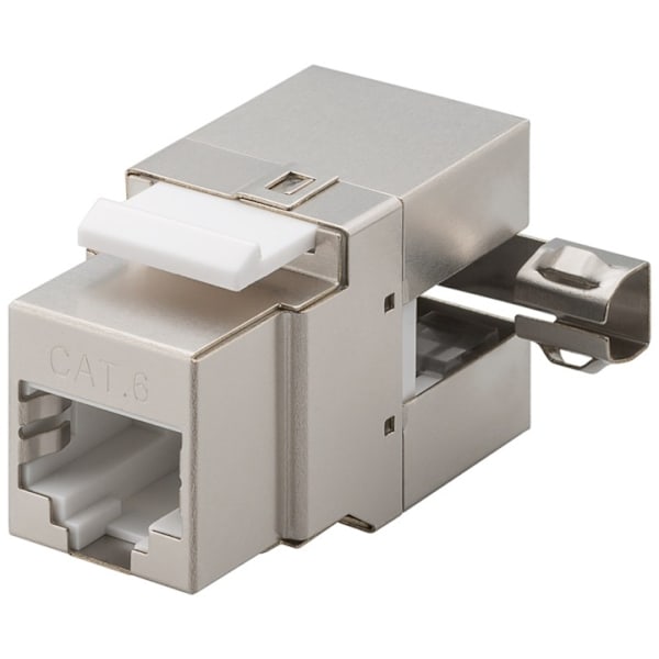 Goobay Keystone-modul RJ45 CAT 6, STP, 250 MHz 17,4 mm bred, klämlist för IDC-montering (verktygsfri), 90° vinklad utgång