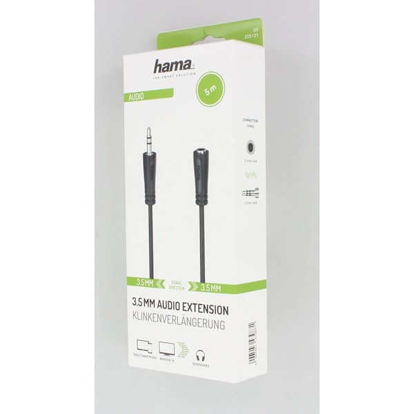 Hama Audiokabel 3.5mm-han-3.5mm-hun Forlænger 5.0m