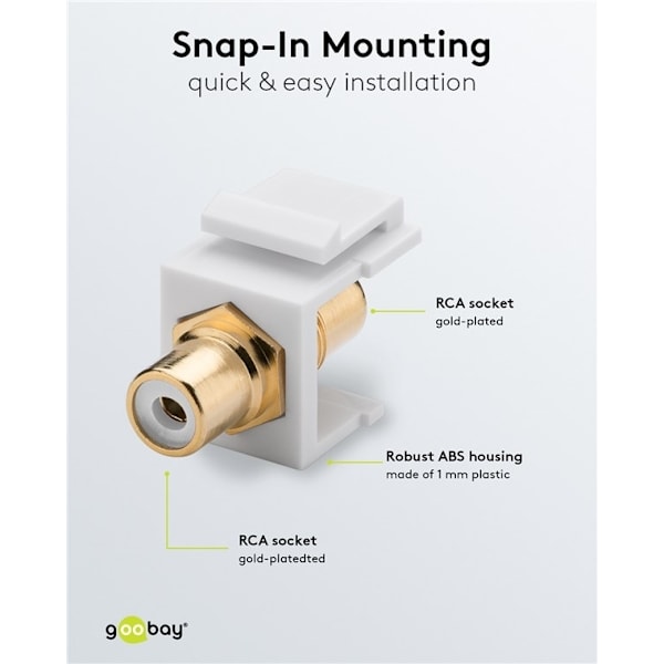 Goobay Keystone-modul RCA 2x cinchuttaget, vit, Guldpläterad