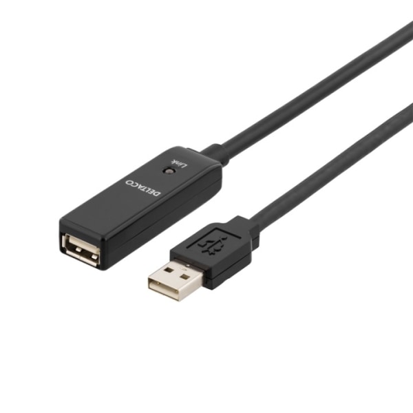 DELTACO PRIME USB förlängningskabel, aktiv, USB 2.0, 5m, svart (
