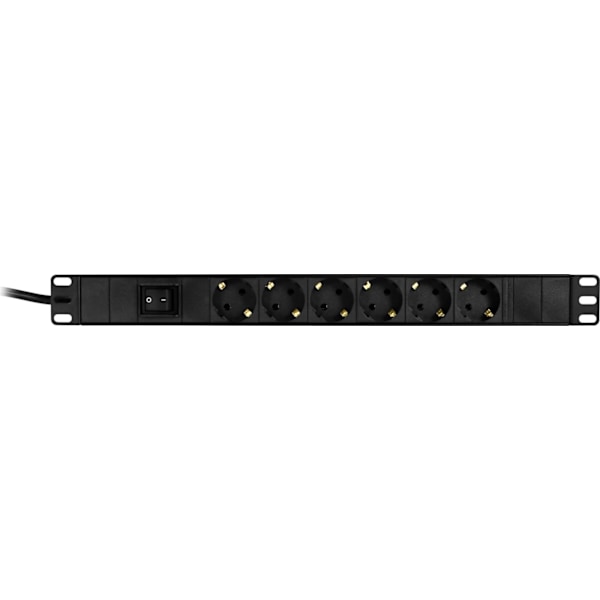 DELTACO Grenuttag, 6xCEE 7/4, 1xCEE 7/7, brytare, 3m kabel, svart (GT-8530)