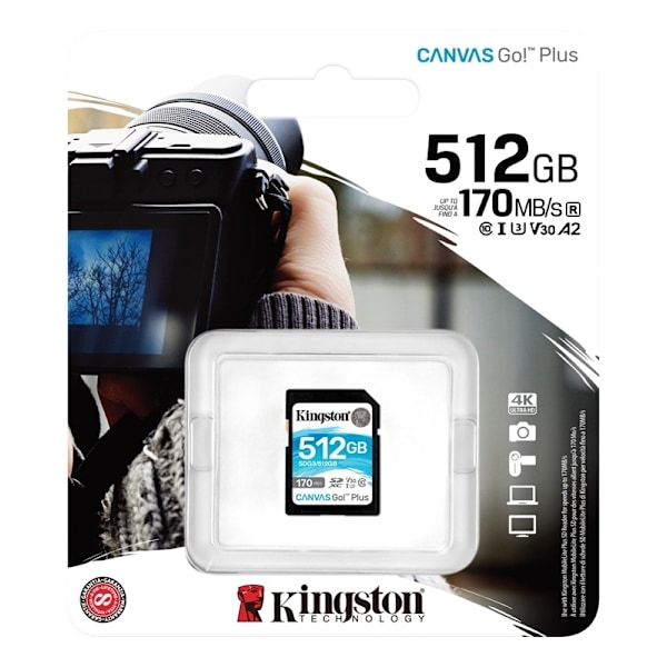 Kingston 512GB SDXC Canvas Go Plus 170R C10 UHS-I U3 V30