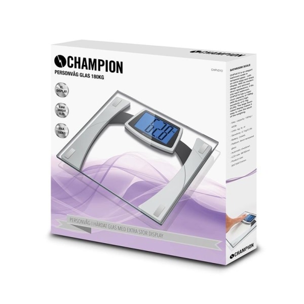 Champion Personvåg XL Display Glas PV210 Silver/Svart